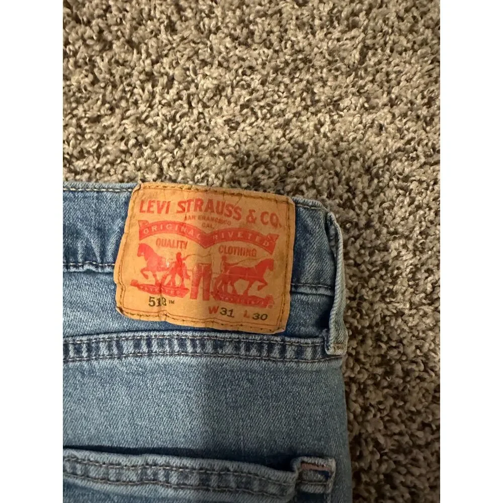 Levi's 513 Slim Straight Jeans Men's 31x30 Light Wash Blue Denim